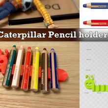 caterpilar pencil holder game toy accessories stabilo pen fun enfant drawing dessin crayon children chenille caterpillar 3d print model - Mito3D