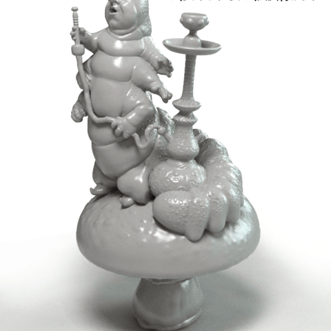 chenille art le pays des merveilles les champignons la statue alice de disney figurine narguilé 3D print model - Mito3D