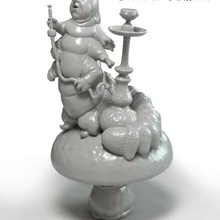 caterpillar a arte país das maravilhas cogumelo estátua alice disney figurine cachimbo de água do 3d print model - Mito3D