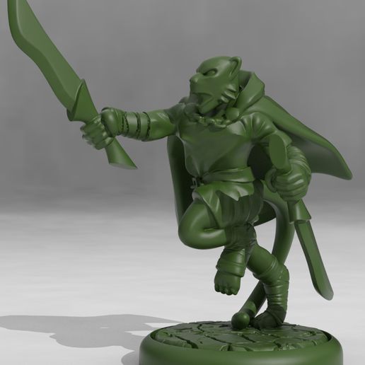 catfolk rogue game dd dnd dungeons dragons figure miniature miniatures roleplaying rpg tabaxi tabletop wargaming toy accessories 3D print model - Mito3D