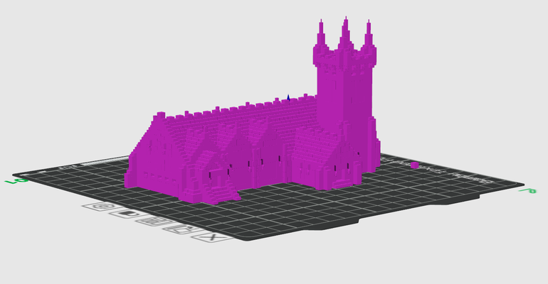 cathedral house architecture voxel cubic building 3d print model - Mito3D