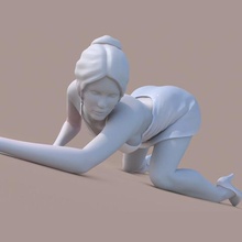 casco catlike donna art crouch ragazza sexy figurina la scultura mossa donne felino 3d print model - Mito3D