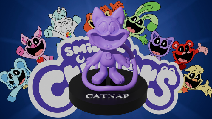 catnap model 3d 2 models poppy playtime smiling critters figure stl experiment 1188 dogday chapter 3 cat nap terror game horror cute 3d print model - Mito3D
