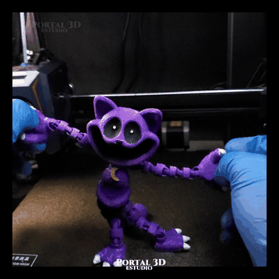 catnap monster print-in-place support art catnapflexi toy dogday cat dog flexy articulated prinandplace 3d print model - Mito3D