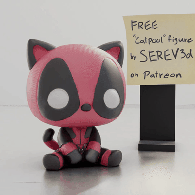 piscine chats dead pool chat serev3d mignonne libre merveille multicolore stl super héros carcajou 3d impression 3d print model - Mito3D