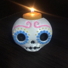 catrina vela soporte Víspera Santos daay muerto mexicano fiesta cráneo esqueleto 3d print model - Mito3D