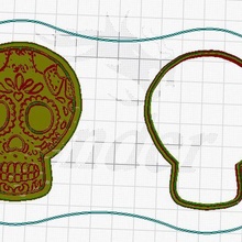 catrina taglierina pennarello cranio manifesto Halloween taglio paste porcellana biscotti fondente forno 3d print model - Mito3D
