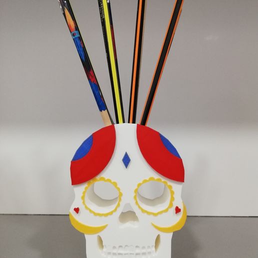 catrina skull pencil pencil catrina skull mexican deceased 3D print model - Mito3D