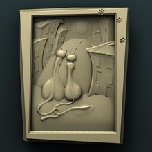 cats art cnc panno relief carved 3d stl model 3d print model - Mito3D