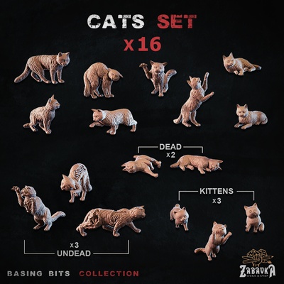 cats - basing bits game animal cat decoration kitten undead dead dioramma 3d print model - Mito3D