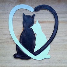 cats heart wall decoration valentinsday 3d print model - Mito3D