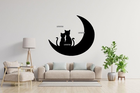 gatos amor Luna mandala pared decoraciones hogar casa gato deco vegano animal decoración mesa 3d print model - Mito3D