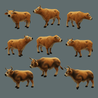 cattle miniatures statues set 32m 1 24 scale mini miniature statue figurine figure sculpt tabletop dnd d&d dungeonsanddragons pathfinder presupported animal decoration bull ox cow farm toy 3d print model - Mito3D