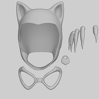 catwoman mask glasses nails cosplay pack Fashion cat bat 3d print model - Mito3D