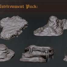 cave environment pack set one game rock rocks cavern terrain tiles dnd tabletop stone cliff 3d print model - Mito3D