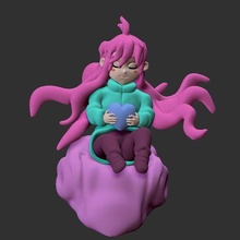 Celeste Spiel Madeline Video Videospiel Indie Kunst Karikatur Illustration Charakter Protagonist nett Frau Mädchen jung Wolke 3d print model - Mito3D