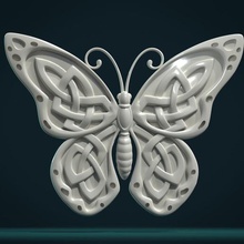 celtic butterfly art knot stylized pattern embroidery fantasy badge wings jewelry insect relief 3d print model - Mito3D