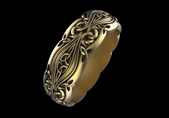 céltico eternidad mushroom 02 joyería joya gratis anillo banda mujer seta oro diamante aureola anillos compromiso solitario 3d print model - Mito3D