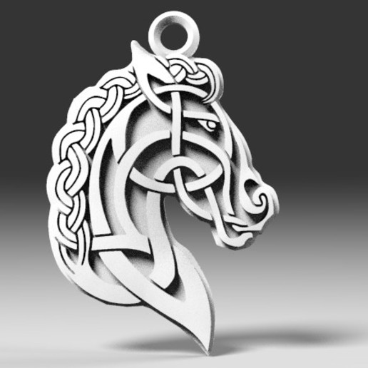 celtique cheval bijoux pendentif un trousseau de clés médiévale viking 3D print model - Mito3D