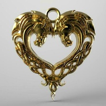 celtique cheval 2 pendentif cœur médiéval nœud fantaisie bijoux 3d print model - Mito3D