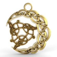 celtic moon pendant 2 jewelry viking dragon knot norse medieval art 3d print model - Mito3D
