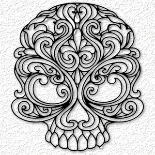 celtico cranio parete arte Gotico arredamento 2d goth dettagliata mandala Basso poli casa decorazione muraria cimitero buio spaventoso infestato 3d print model - Mito3D