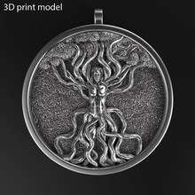 celtic tree life vol1 pendant jewelry biker punk medieval medallion goddess egyptian ancient fantasy holy skull sacred religious church gothic human leaves necklace chain 3d print model - Mito3D