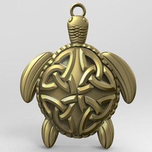 celtic turtle pendant jewelry jewel medieval art knot 3d print model - Mito3D