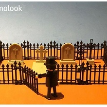cemetery fence crosses tombstone scale playmobil figures game toys art toy clicks west stone house christmas belen miniatures medieval dollhouse 3d print model - Mito3D