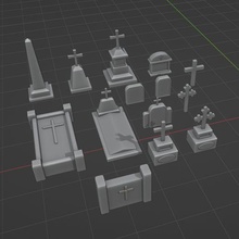 cemetery tombstones gravestones game cemetry 1 35 hobby diorama model making modeling accessories 3d print model - Mito3D