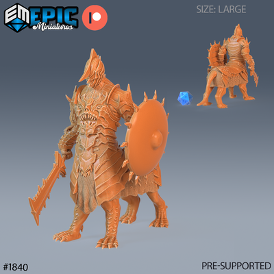 centauroid metal demon dnd miniature tabletop miniatures gaming monster 3d model rpg dndminis stl file epic-miniatures dndminiatures 3dprint 3dminiature printedminis 3dprinting dungeon fantasy roleplaying dragon warrior undead pre-supported 3d print model - Mito3D