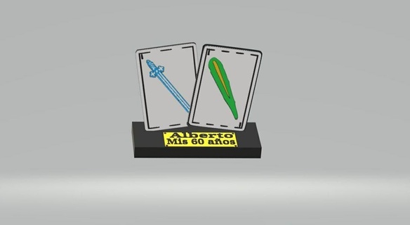 centerpiece 1 basto sword trick cards letters de 3d print model - Mito3D