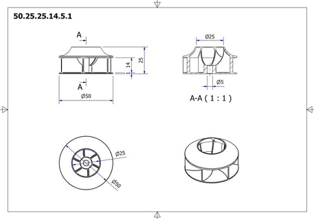 centrifugal impeller 50 fan blades vacuum turbine air blower 3d print model - Mito3D