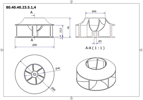 centrifuge impulseur 80 ventilateur lames vide turbine air 3d print model - Mito3D