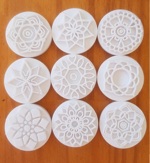 ceramic clay fondant mandala stamp set seal bell ceramics masses cookies deco 3d print model - Mito3D