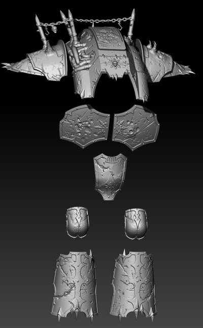 cerastus chaos armour pack battered knight castigator acheron lancer wargame 3d print model - Mito3D