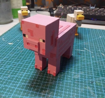 cerdo Minecraft pecado Soportes porco apoia frango Steve jogos decoracion construir Fazenda animal 3d print model - Mito3D