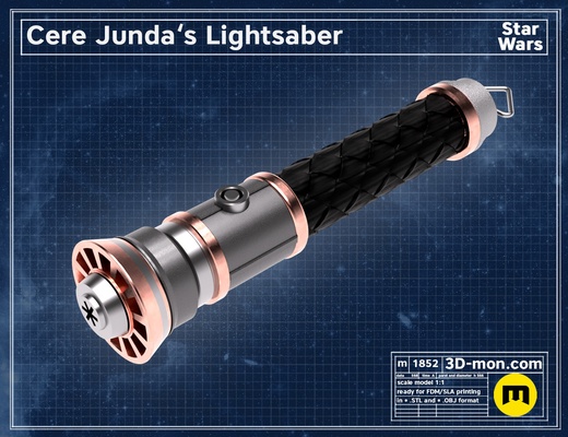 cere junda's lightsaber blaster junda combat cosplay costume empire force jedi mechanism movie scifi series star wars sword 3d print model - Mito3D