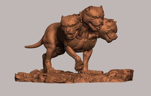 Cervère brute chien américain trophée 3d print model - Mito3D