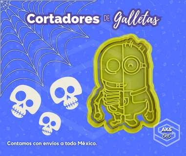 cg minion halloween cookie cutter skeleton skull 3d print model - Mito3D