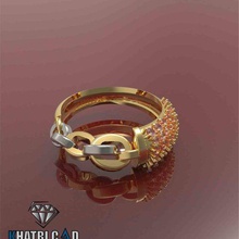 anel de cadeia pedras preciosas jóias prata ouro a moda vestuário imprimir stl printable 3d print model - Mito3D