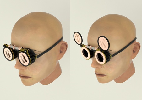 Steampunk óculos mecanismo proteção engrenagem rodas decoração olho covercospaly 3d print model - Mito3D