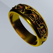 chained heart anycubic3d jewelry ring gold jewel 3d print model - Mito3D