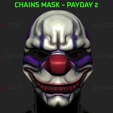 chains mask - payday 2 halloween cosplay art hoxton payday2 pay day horror scary toys dallas stl paypday masks bstar3dprint 3d print model - Mito3D