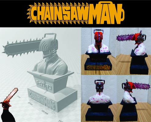 chainsawman bust denji chain man chainsaw pochita aki power anime sleeve demon 3d print model - Mito3D