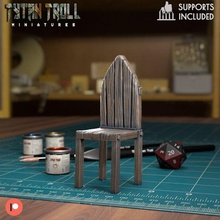 chair - pre-supported dnd miniature minis dungeons dragons 32mm tytantroll miniatures patreon wooden 3d print model - Mito3D