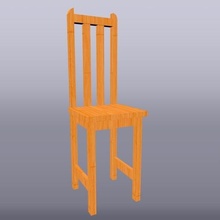 silla escala 1 25 comedor habitación casa madera mesa 3d print model - Mito3D