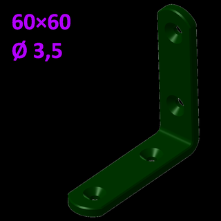 Stuhl Quadrat 60 16 Schraube 3 5 mm Halterung Verstärkung Winkel 3d print model - Mito3D
