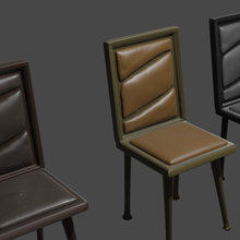 chairs 3 cushions architecture chair kitchen wood leather sit canteen entry 3d print model - Mito3D