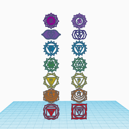 çakralar paketlemek ayrılmış semboller 7 Ayarlamak 3D print model - Mito3D
